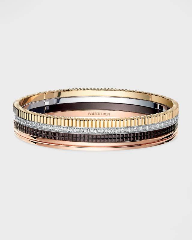 Quatre 18K Mixed Gold Diamond Bangle